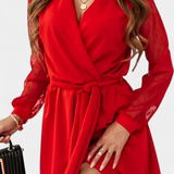 Calandra Elegant Mini Dress with Sophisticated Neckline and Flattering Silhouette