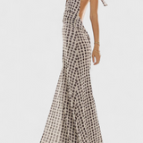 Melody Polka Dot Maxi Dress with Halter Neck and Ruched Waist