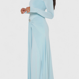 Fátima Fitted Pleated Dress with Metallic Details