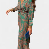 Elara Maxi Dress with V-Neck and Front Knot