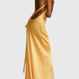 Lucra Maxi Dress with Diagonal Straps and Open Back