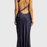 Lucra Maxi Dress with Diagonal Straps and Open Back