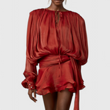 Aurore Mini Dress with Ruffles and Full Pleats