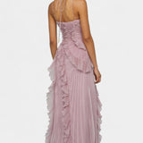 Bia Halter Dress with Pleated Ruffles in Ethereal Lilac