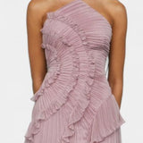 Bia Halter Dress with Pleated Ruffles in Ethereal Lilac