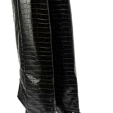 High Heel Crocodile Effect Synthetic Leather Boots with Pointed Toe