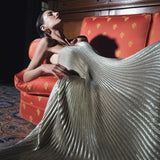 Andreia Sleeveless A-Line Dress with Pleats