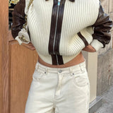 Colour Block Knit Jacket