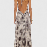 Melody Polka Dot Maxi Dress with Halter Neck and Ruched Waist