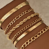 Set of 6 Cuban Link Bracelets