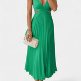 Selena Sleeveless Pleated Dress with Side Cut and Twisted Detail