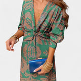 Elara Maxi Dress with V-Neck and Front Knot