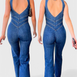 Maisie Denim Jumpsuit with Heart-Shaped Cutout