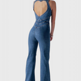 Maisie Denim Jumpsuit with Heart-Shaped Cutout