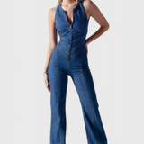 Maisie Denim Jumpsuit with Heart-Shaped Cutout