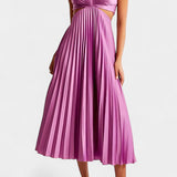 Selena Sleeveless Pleated Dress with Side Cut and Twisted Detail
