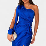 Charlotte Asymmetrical Draped One-Shoulder Dress