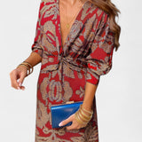 Elara Maxi Dress with V-Neck and Front Knot