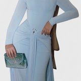 Fátima Fitted Pleated Dress with Metallic Details