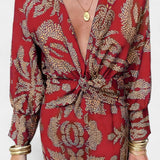 Elara Maxi Dress with V-Neck and Front Knot