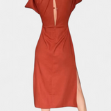 Ainhoa Casual Dress with Front Knot and V-Neck
