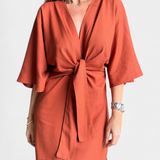 Ainhoa Casual Dress with Front Knot and V-Neck