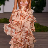 Juliette Ruffled Dress with Jewel Neckline