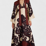Maritza Long Dress with High Neck and Grenadilla Print