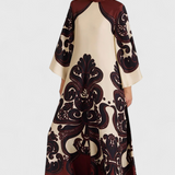 Maritza Long Dress with High Neck and Grenadilla Print