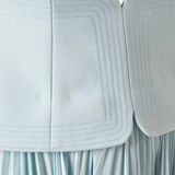 Clara Midi Pleated Dress with Off-the-Shoulder Sleeves