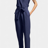 Maggie Mono Without Sleeves with V-Neck and Crossed Waist in Cotton