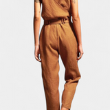 Maggie Mono Without Sleeves with V-Neck and Crossed Waist in Cotton