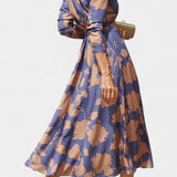 Samaria Midi Button Dress with Floral Collar