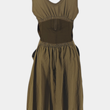 Katana Midi Dress with Bubble Hem and Fitted Corset