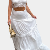 Ilys Romantic Set with Lace Top and Voluminous Long Skirt