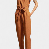 Maggie Mono Without Sleeves with V-Neck and Crossed Waist in Cotton