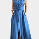 Meryl Shirt Dress with Buttons and Adjustable Tie