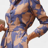 Samaria Midi Button Dress with Floral Collar