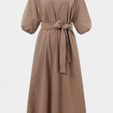 Krisbel Linen Cotton Dress with Tied Waist