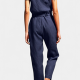 Maggie Mono Without Sleeves with V-Neck and Crossed Waist in Cotton