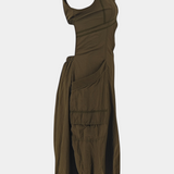 Katana Midi Dress with Bubble Hem and Fitted Corset