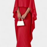 Jane High Neck Pleated Maxi Dress with Ruffle Sleeves