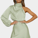 Mara One-Shoulder Mini Draped Dress