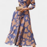 Samaria Midi Button Dress with Floral Collar