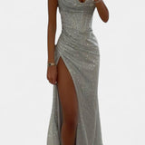 Armoni Mermaid Dress with Corset Bodice and Spaghetti Straps