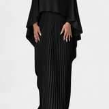 Jane High Neck Pleated Maxi Dress with Ruffle Sleeves
