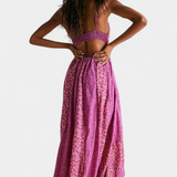 Lexa Boho Floral Chiffon Dress with Open Back