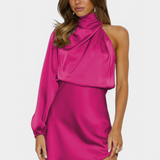 Mara One-Shoulder Mini Draped Dress