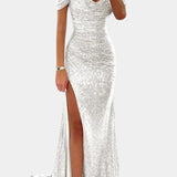 Off-Shoulder Mermaid Dress with Sequins
