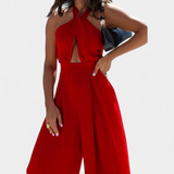 Jessica Mono Halter Cross Back and Wide Leg